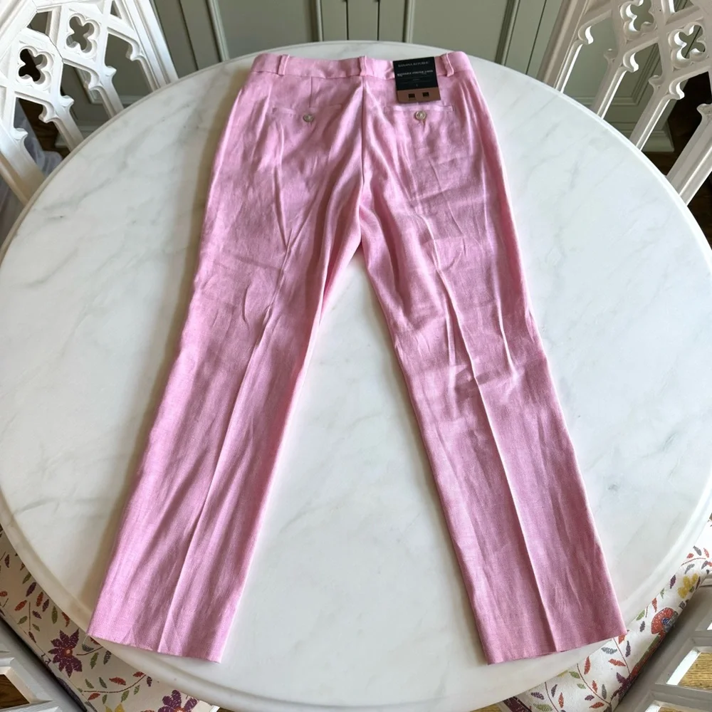 Banana Republic Avery Straight-Fit Linen-Cotton Classic Pink Sz 2